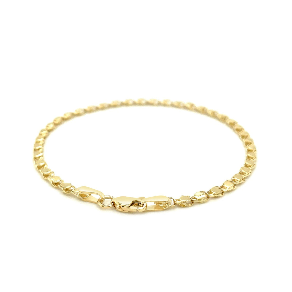 Pulsera de corazón de oro amarillo de 14k de 2.9mm