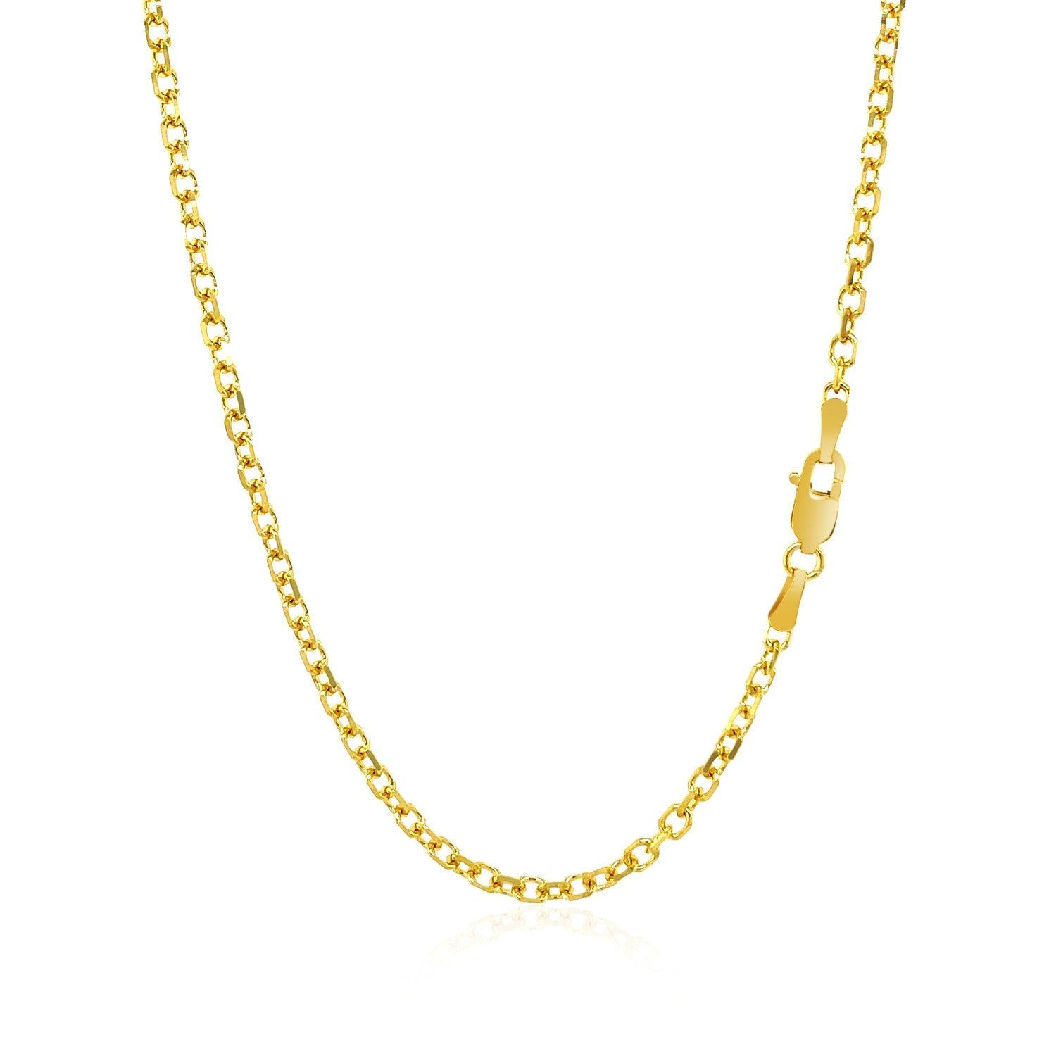 Cadena de eslabones de cable con corte de diamante de oro amarillo de 14k de 2.3 mm