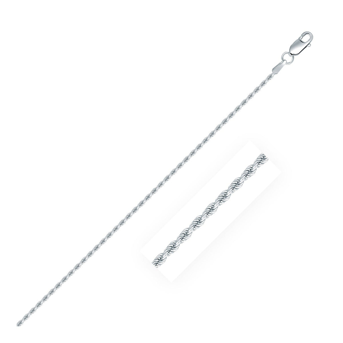 Cadena estilo cuerda de plata de ley de 1,4 mm con corte de diamante