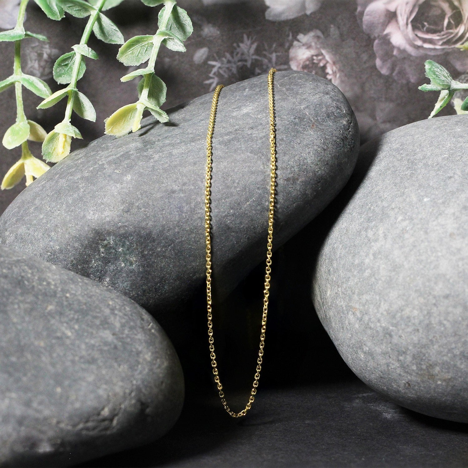 Cadena de Eslabones de Cable con Corte de Diamante de Oro Amarillo de 14k 1.1mm