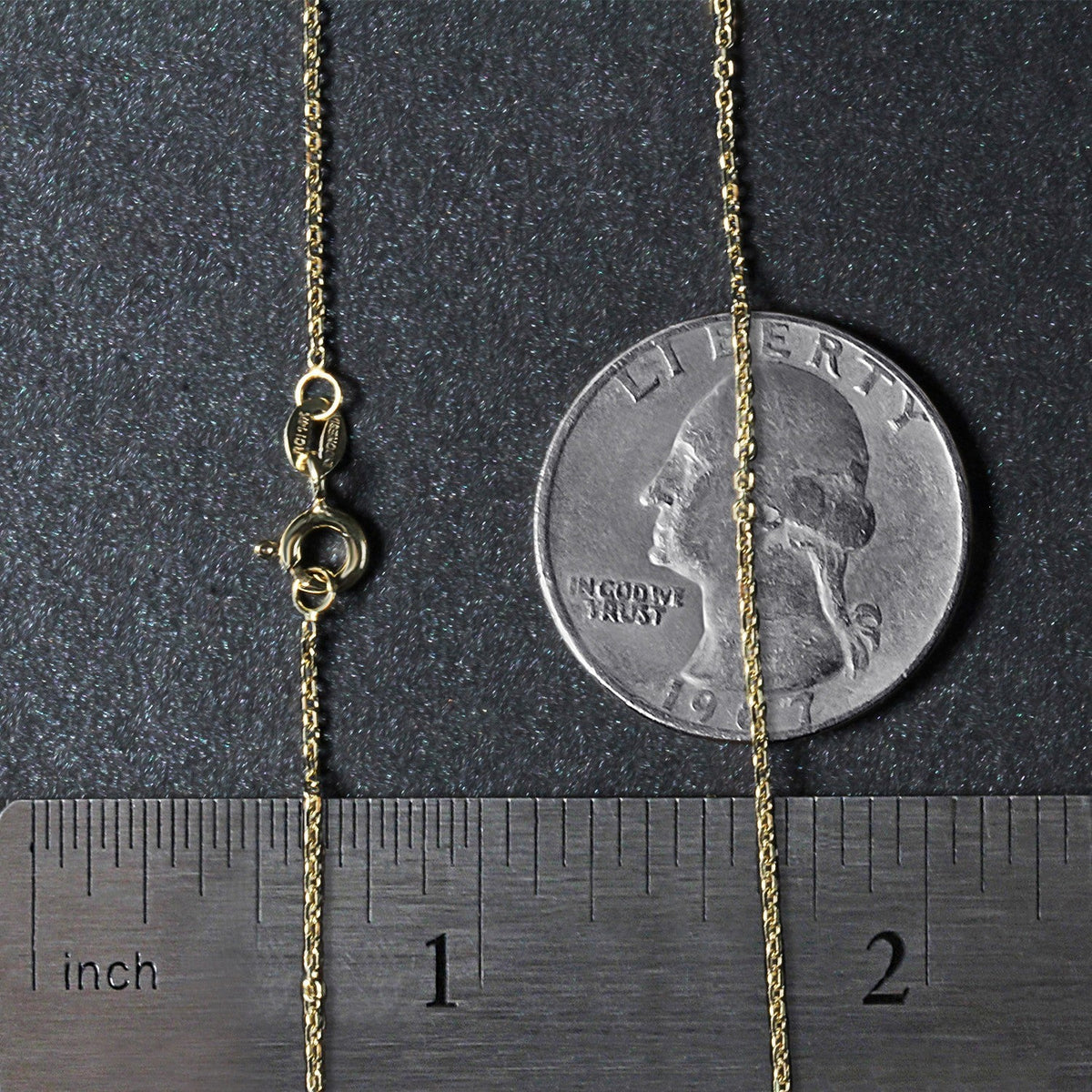 Cadena de Eslabones de Cable con Corte de Diamante de Oro Amarillo de 14k 1.1mm