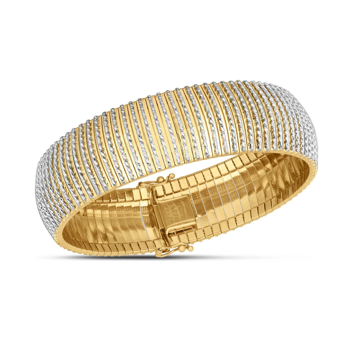 Pulsera Flexible de Oro Amarillo de 14k con Diamantes Atrevidos (17.10 mm)