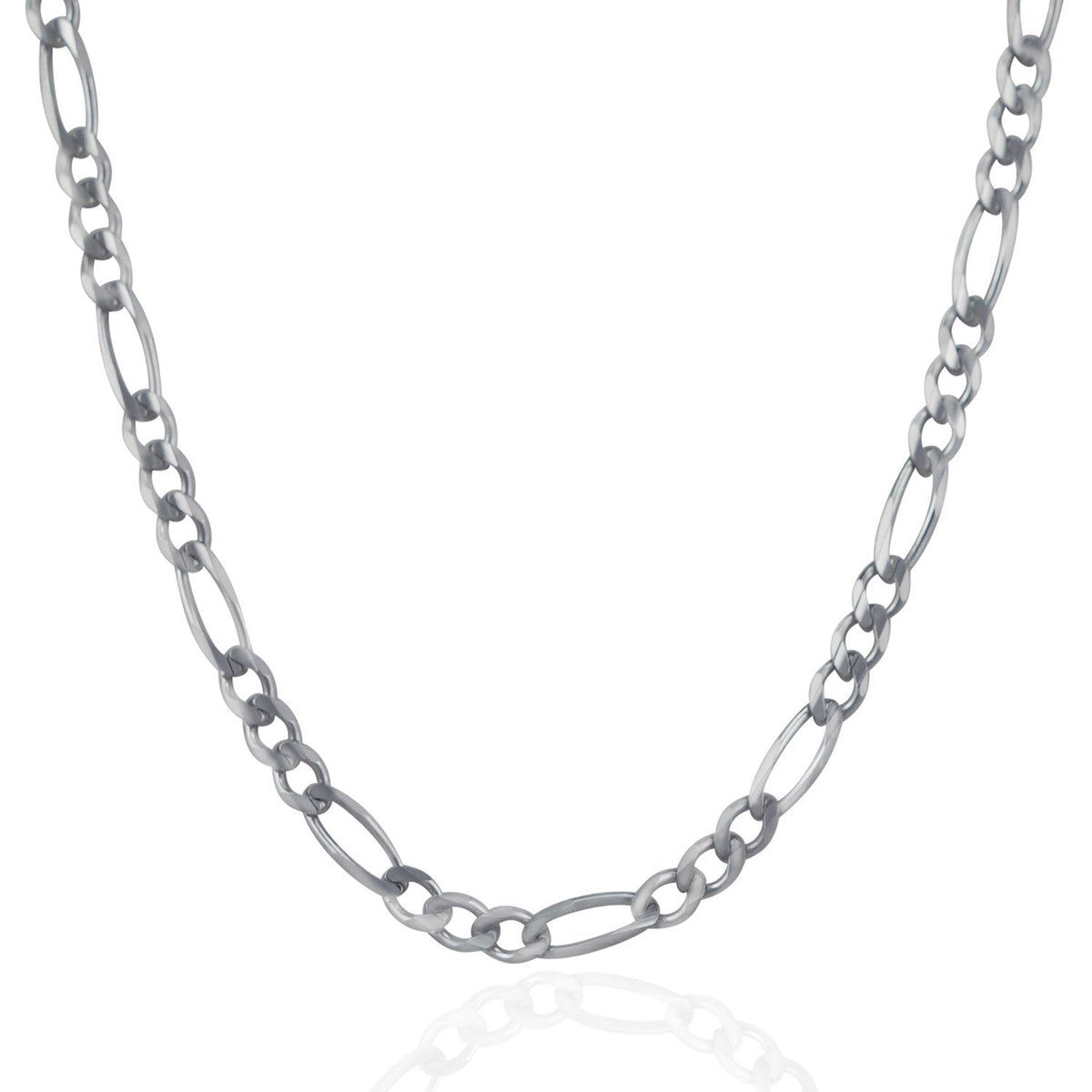 Cadena Fígaro de Oro Blanco Sólido de 14k y 4.6mm
