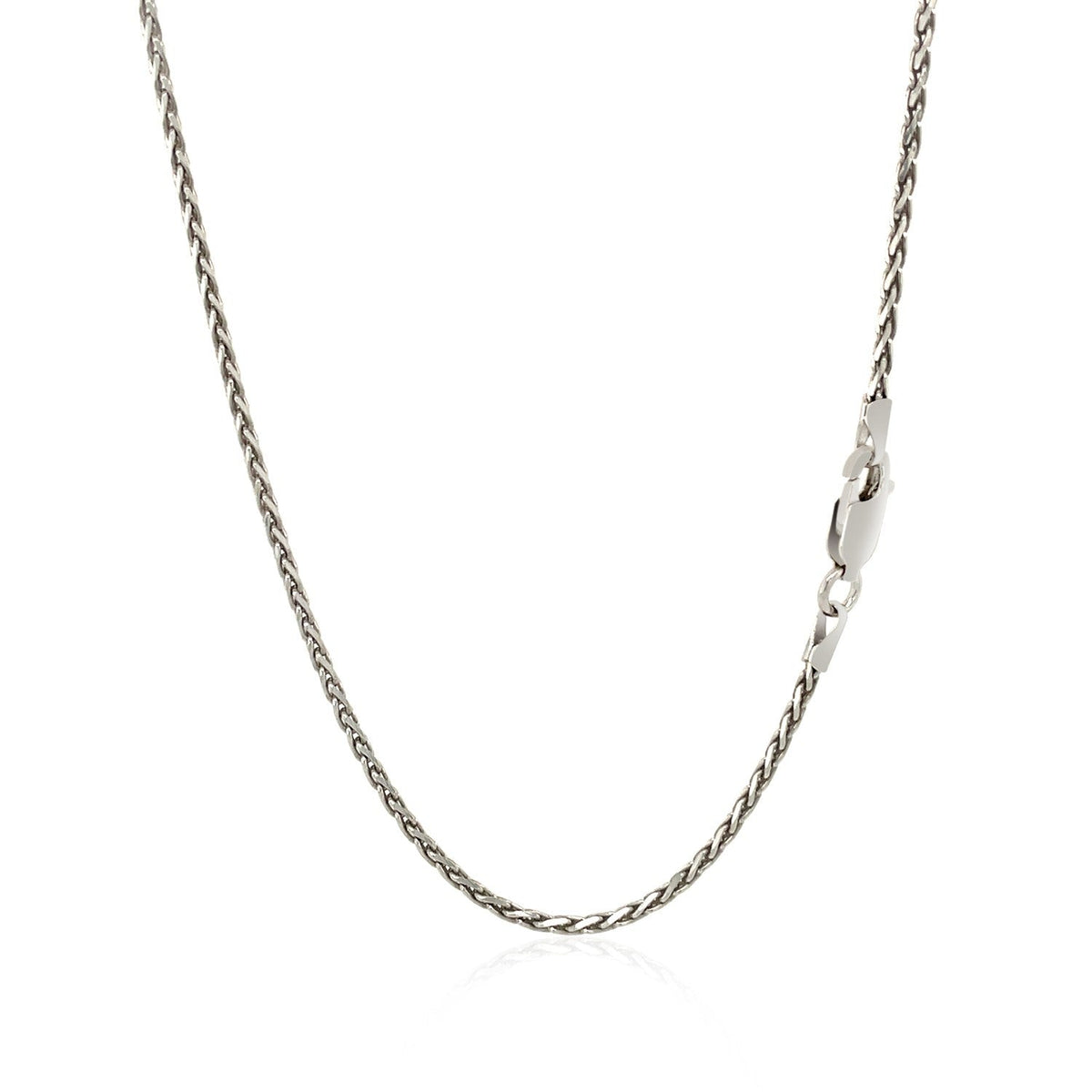 Cadena de trigo de plata de ley rodiada de 1,5 mm