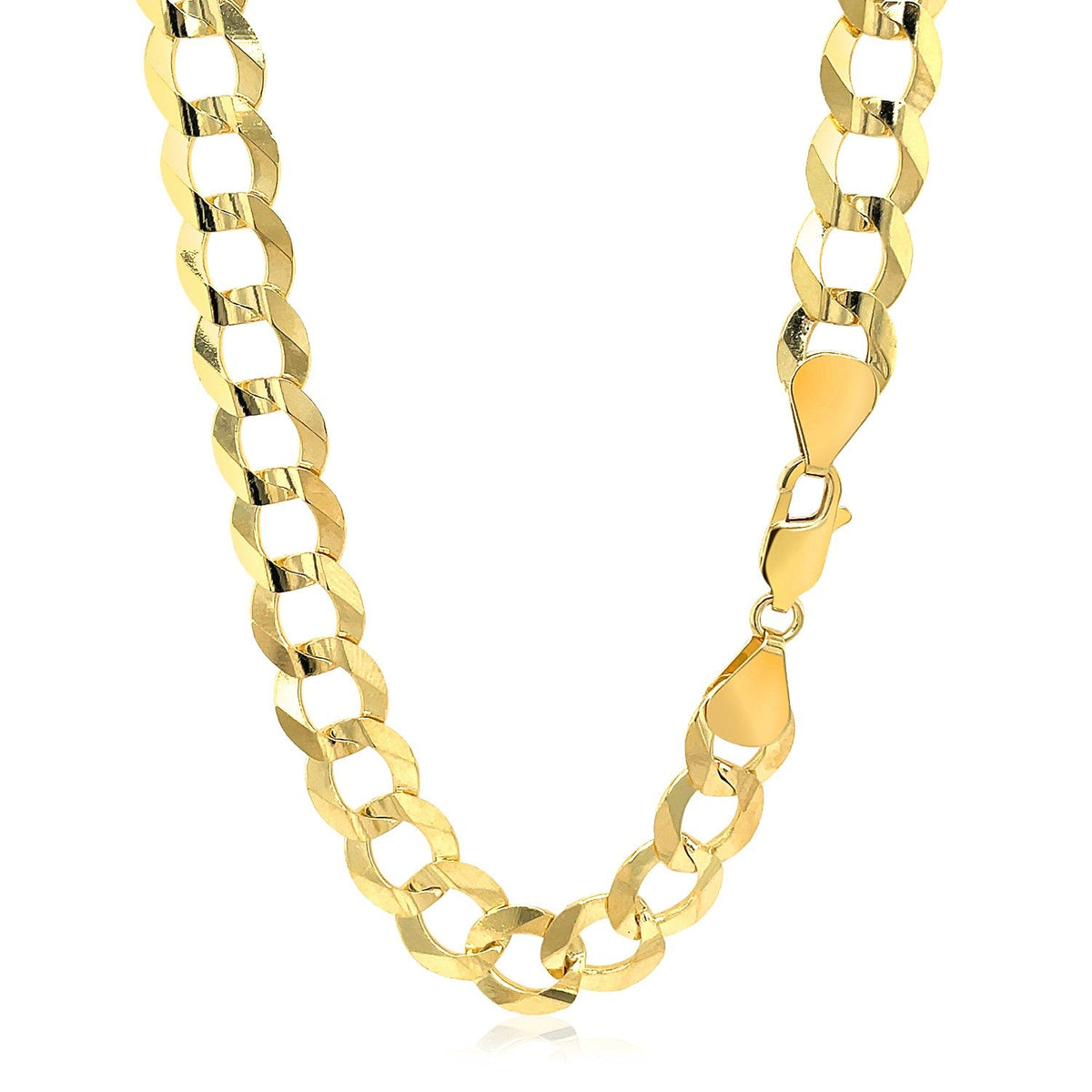 Cadena Curb Sólida de Oro Amarillo de 14k y 10.0mm