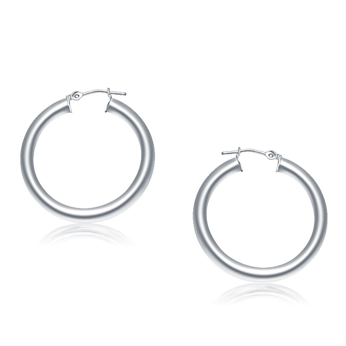 Pendientes de aro pulidos de oro blanco de 14k (30 mm)