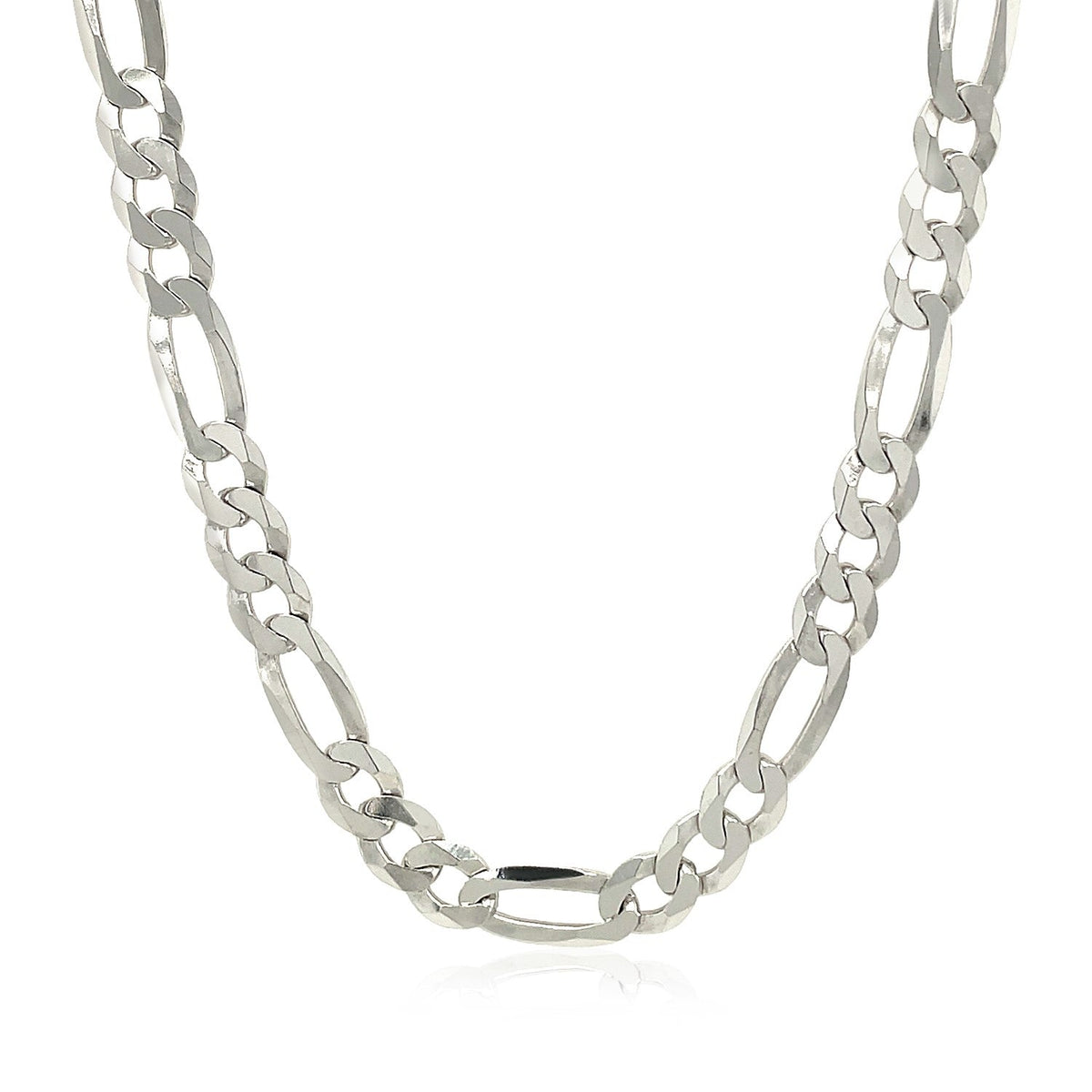 Cadena de plata esterlina estilo Figaro de 5.5 mm con baño de rodio