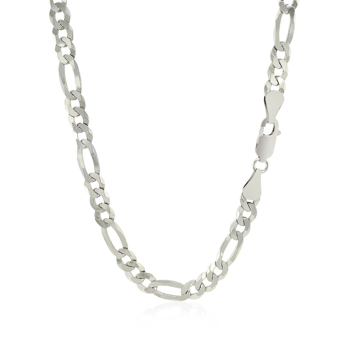 Cadena de plata esterlina estilo Figaro de 5.5 mm con baño de rodio