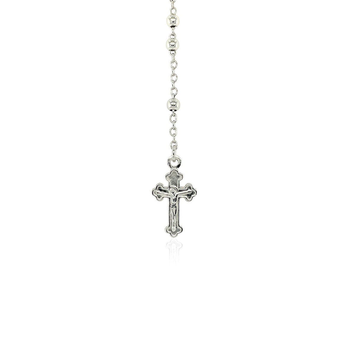 Cadena fina de rosario y collar de cuentas en plata esterlina