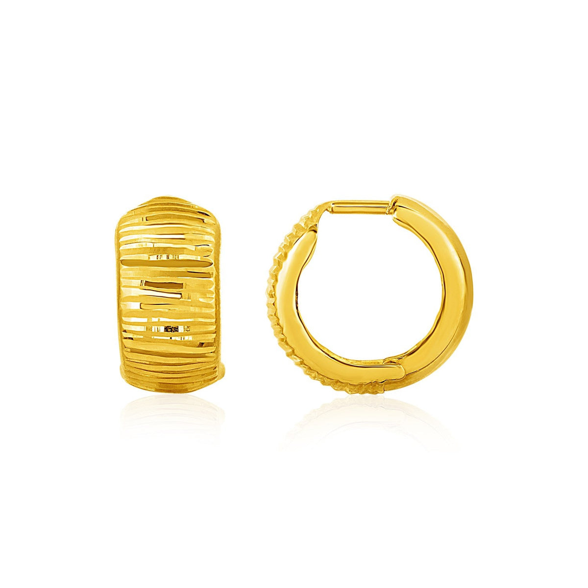 Pendientes de oro amarillo de 10k reversibles, texturizados y lisos, que se ajustan cómodamente