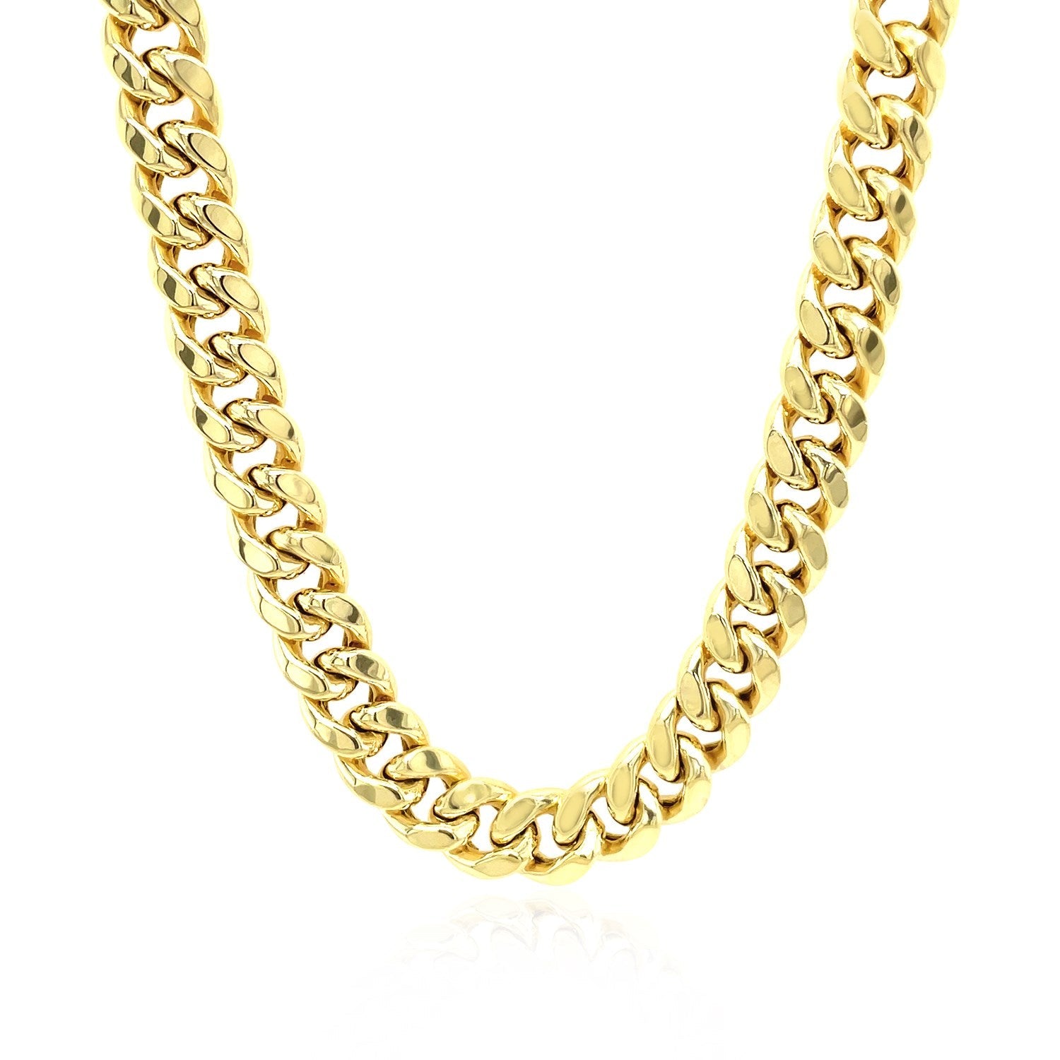 Cadena Cubana Miami Semisólida de Oro Amarillo de 10k y 7,25mm