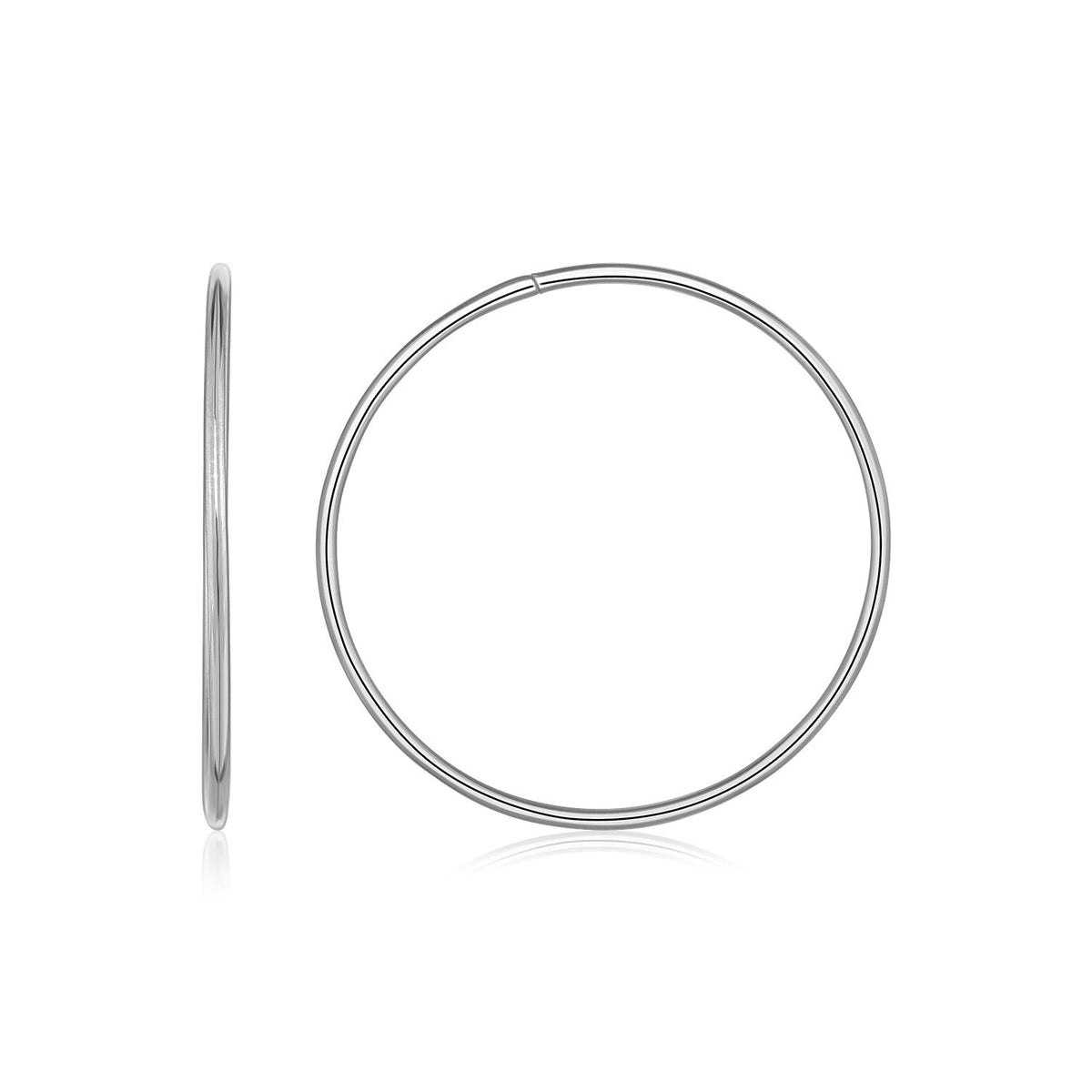 Pendientes de aro sin fin de oro blanco de 14k