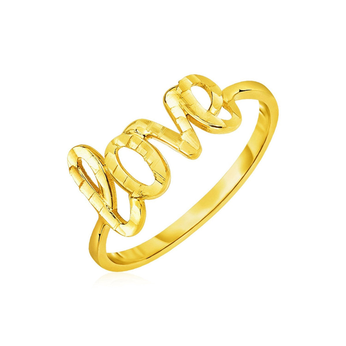 Anillo de oro amarillo de 14k con "Love"