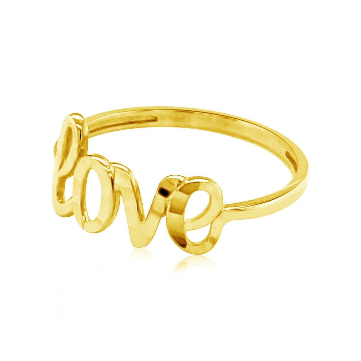 Anillo de oro amarillo de 14k con "Love"
