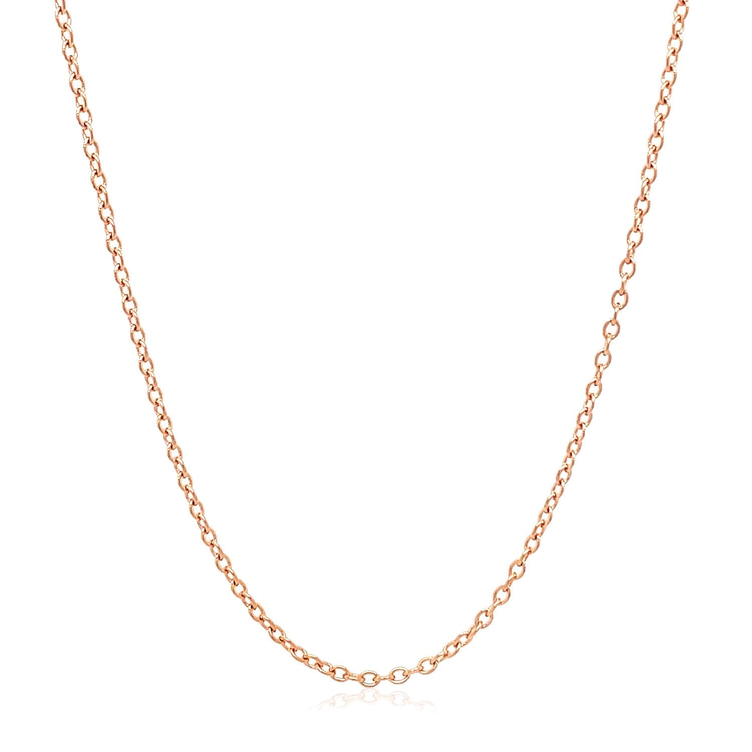 Cadena de eslabones ovalados redondos de oro rosa de 18k de 1.5mm