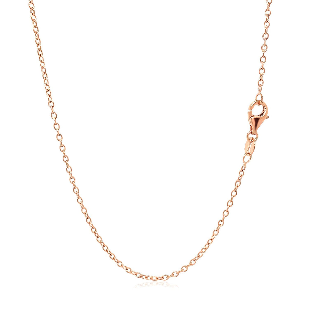 Cadena de eslabones ovalados redondos de oro rosa de 18k de 1.5mm