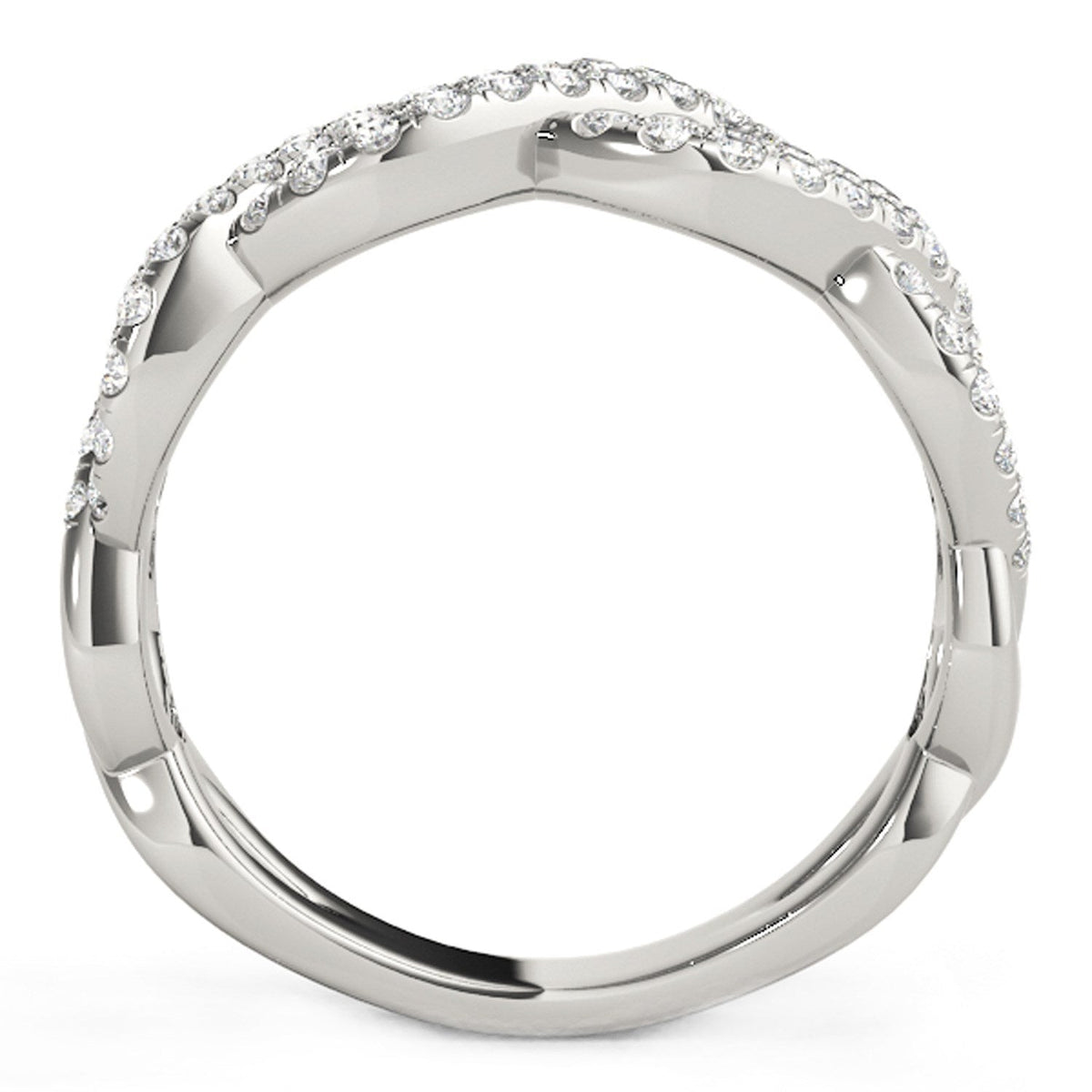 Anillo de ondas entrelazadas con diamantes en oro blanco de 14k (5/8 qt)