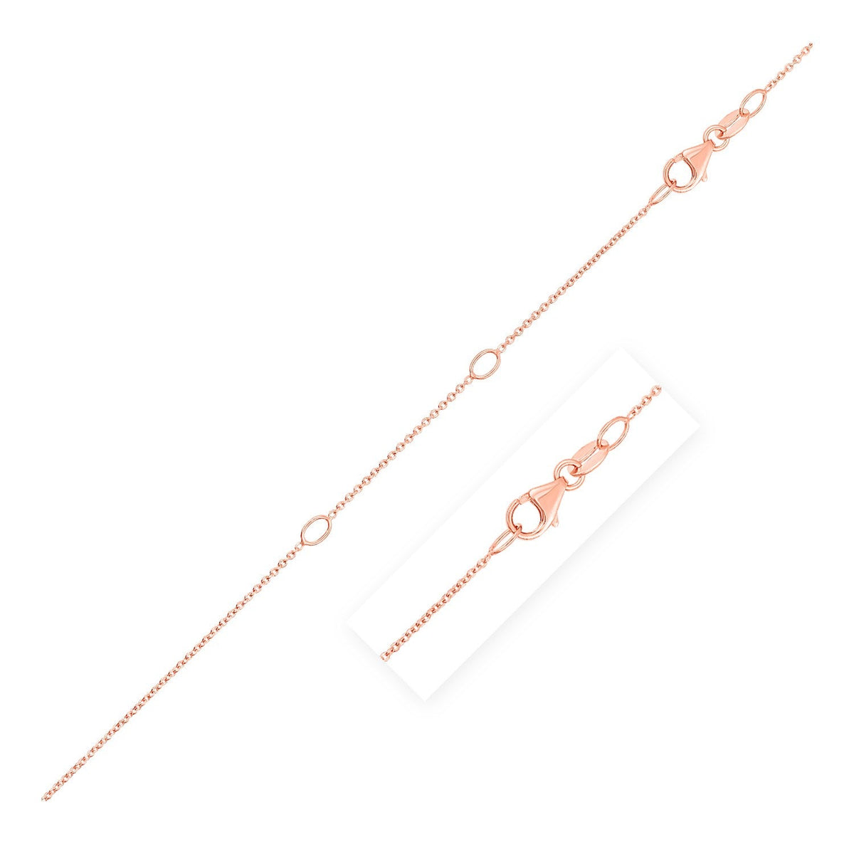 Cadena de cable doble extensible en oro rosa de 14k (1.0mm)