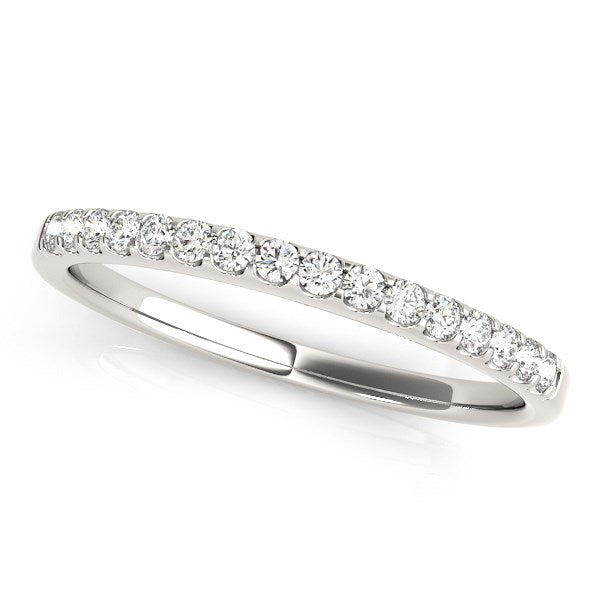 Alianza de boda de oro blanco de 14k con diamantes y engaste festoneado (1/6 cttw)