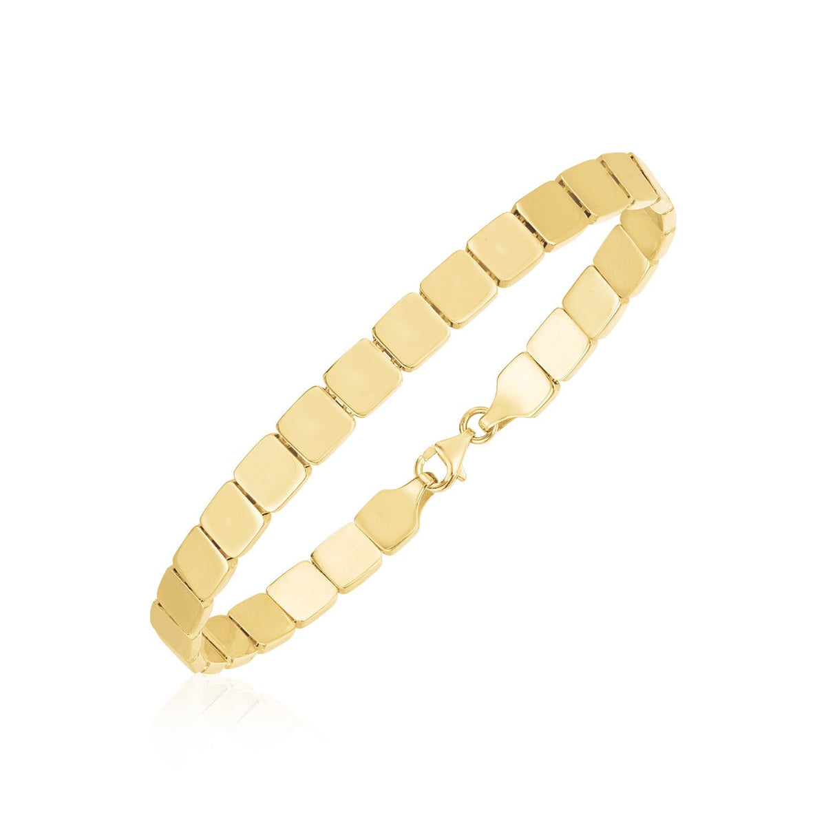Pulsera de eslabones cuadrados de oro amarillo de 14k de alto pulido