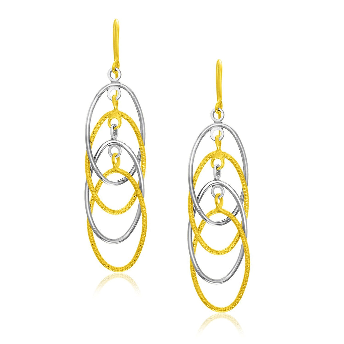 Pendientes entrecruzados de oro de 14k de dos tonos y varias capas