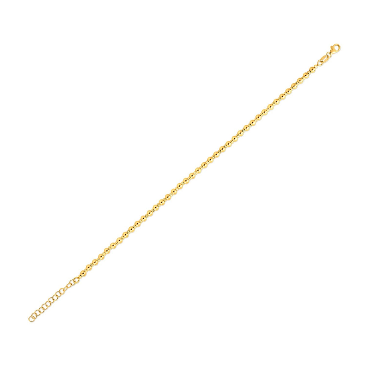 Pulsera de Oro Amarillo de 14k con Cuentas Espaciadas (3.00 mm)