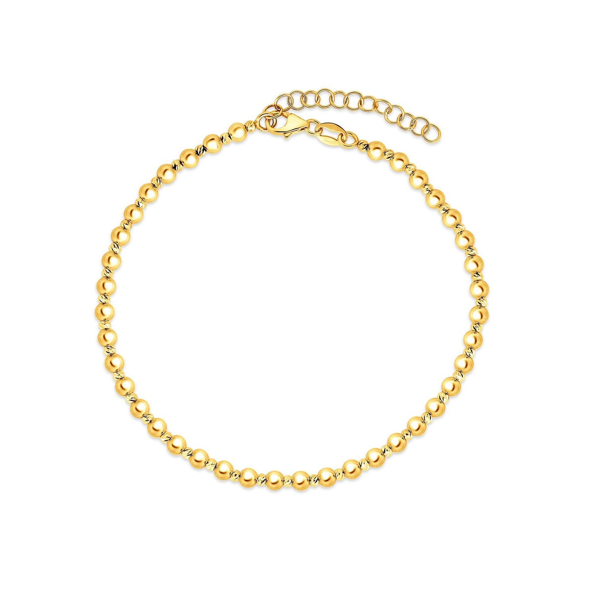 Pulsera de Oro Amarillo de 14k con Cuentas Espaciadas (3.00 mm)
