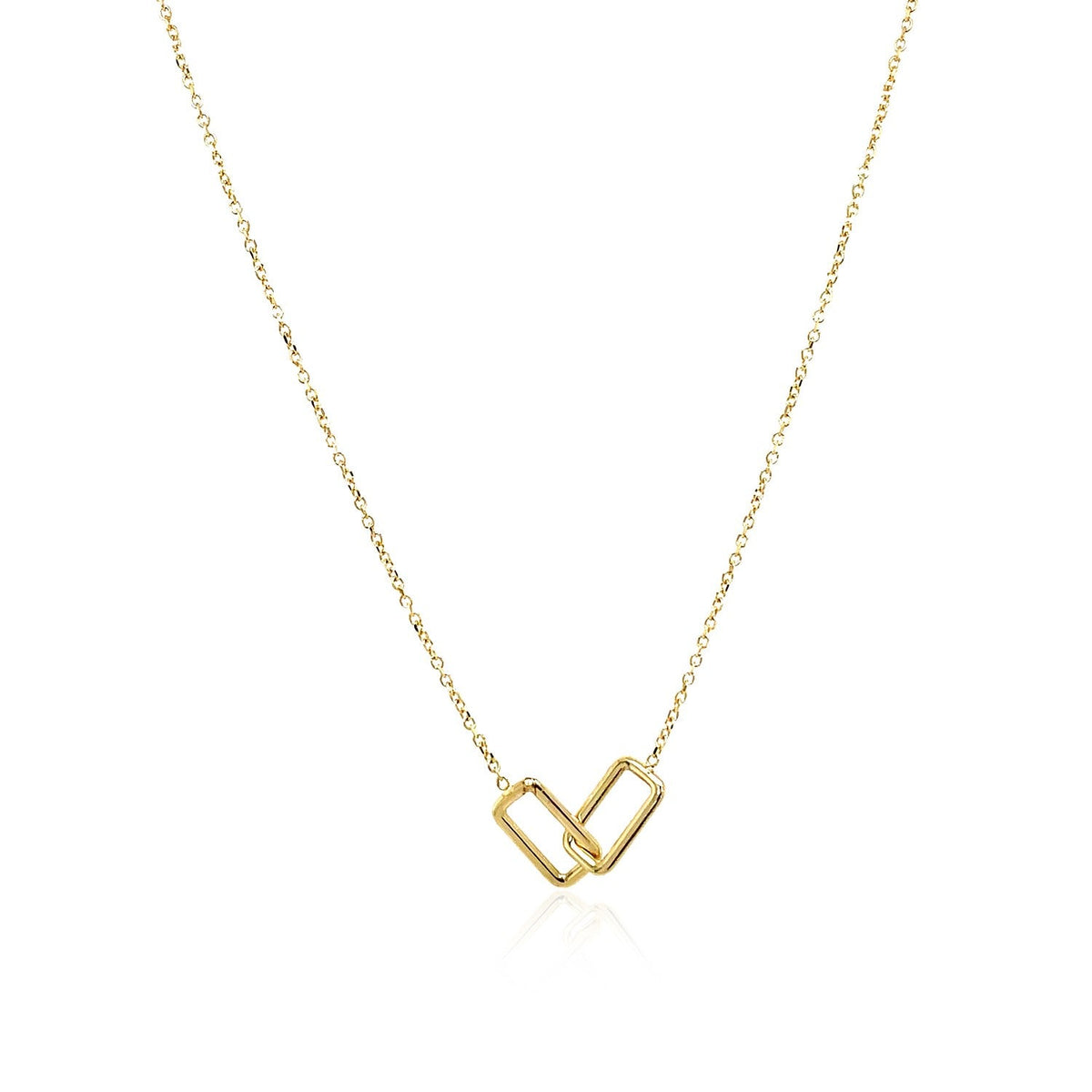 Collar de oro amarillo de 14k con pequeños rectángulos entrelazados