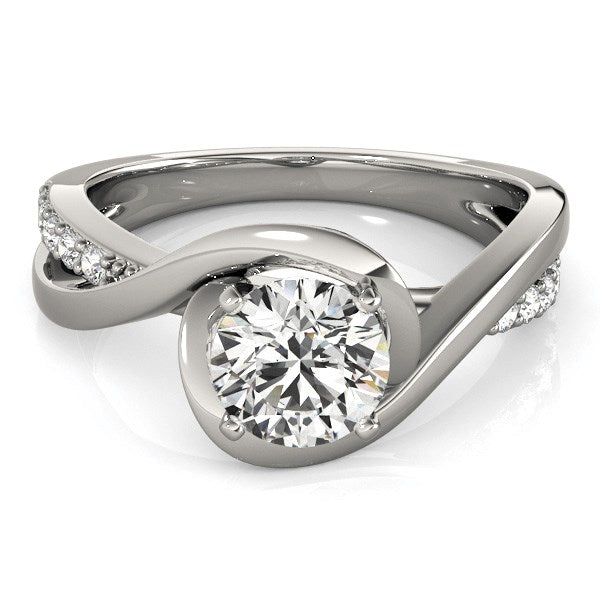 Anillo de compromiso de oro blanco de 14k con diamantes redondos y banda dividida (1 1/8 cttw)