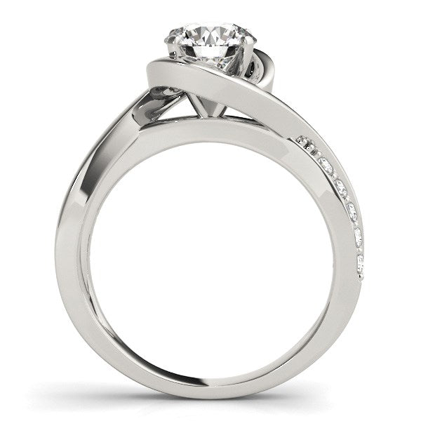 Anillo de compromiso de oro blanco de 14k con diamantes redondos y banda dividida (1 1/8 cttw)