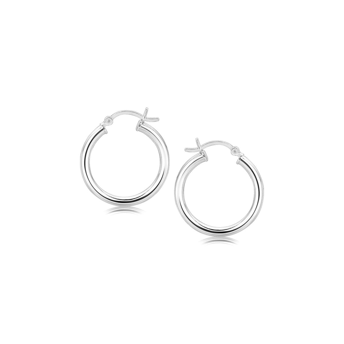 Pendientes de aro pulidos de plata de ley con baño de rodio (20 mm)