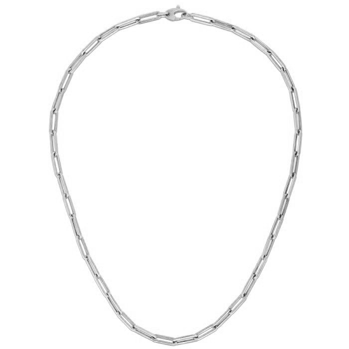 Cadena de eslabones ovalados gruesa de oro blanco de 14k (4.2 mm)