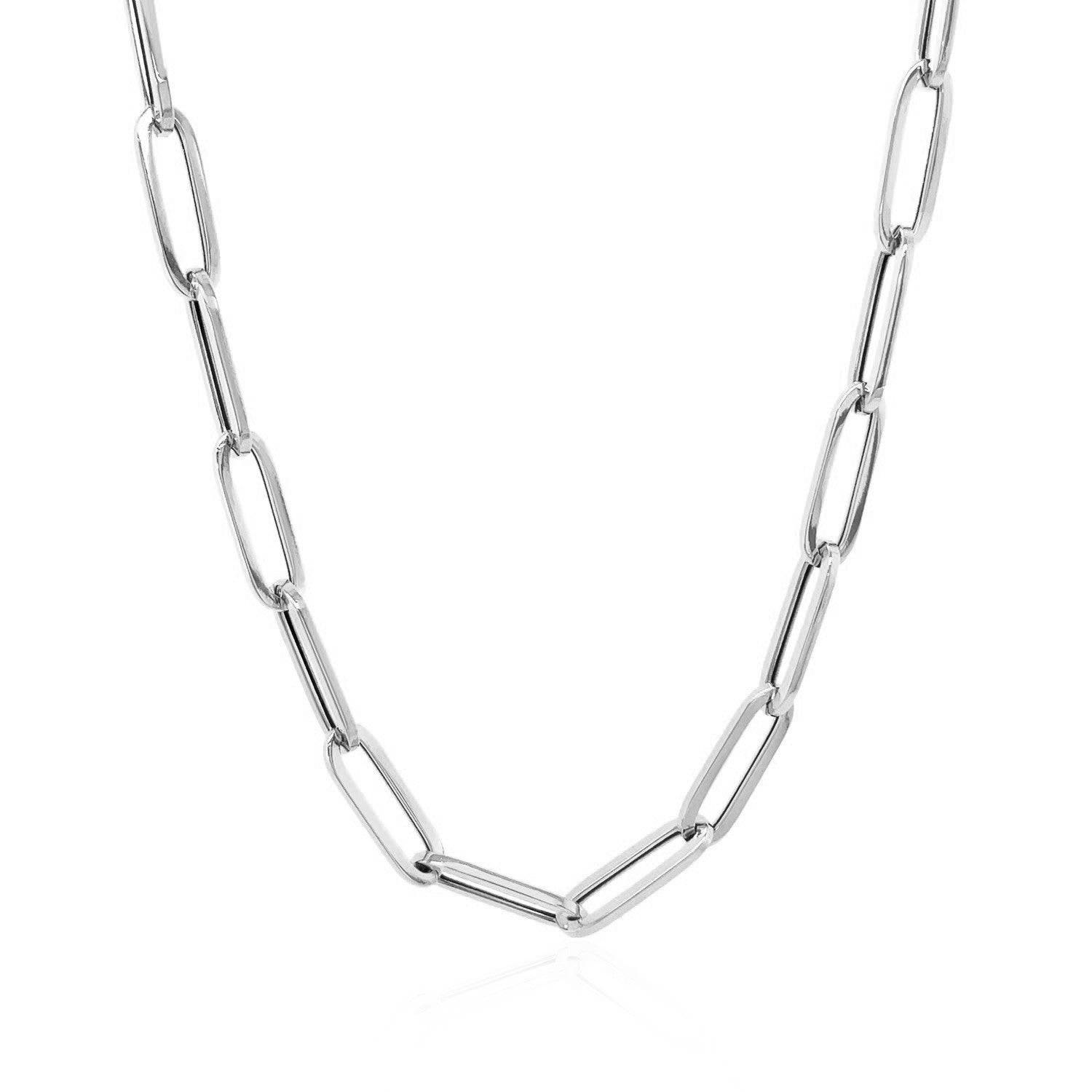 Cadena de eslabones ovalados gruesa de oro blanco de 14k (4.2 mm)