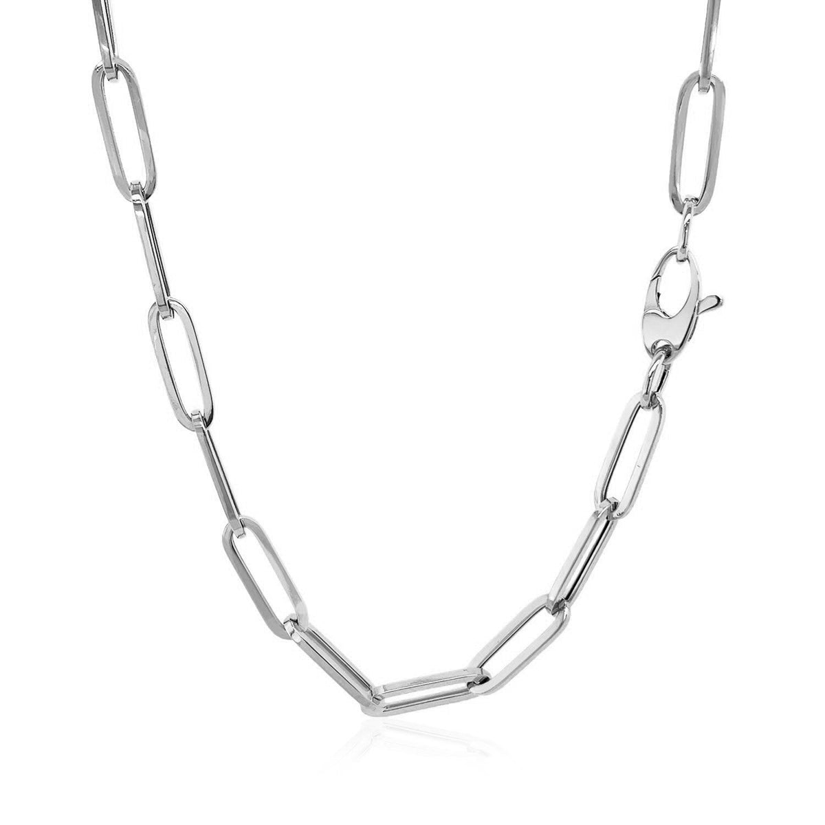 Cadena de eslabones ovalados gruesa de oro blanco de 14k (4.2 mm)