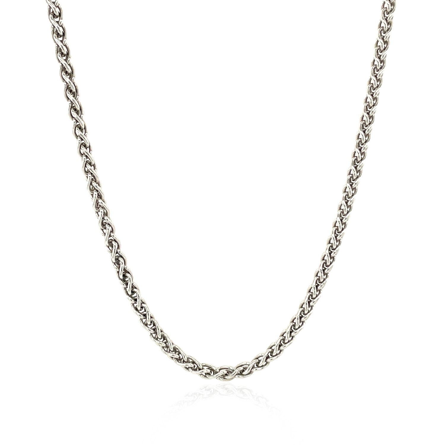 Cadena de trigo de plata de ley rodiada de 2,6 mm
