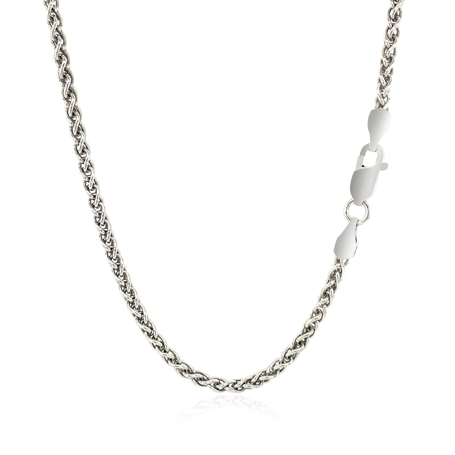 Cadena de trigo de plata de ley rodiada de 2,6 mm