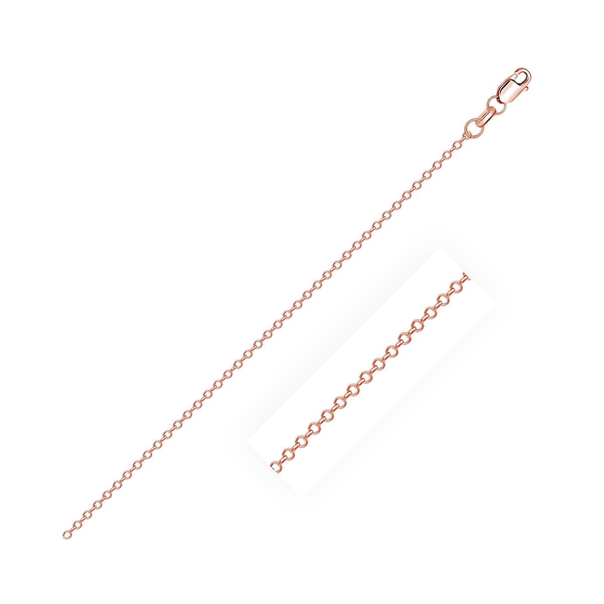 Cadena de eslabones de cable con corte de diamante en oro rosa de 18k (0.75 mm)