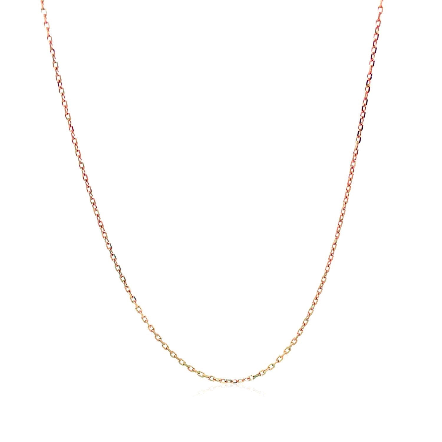 Cadena de eslabones de cable con corte de diamante en oro rosa de 18k (0.75 mm)
