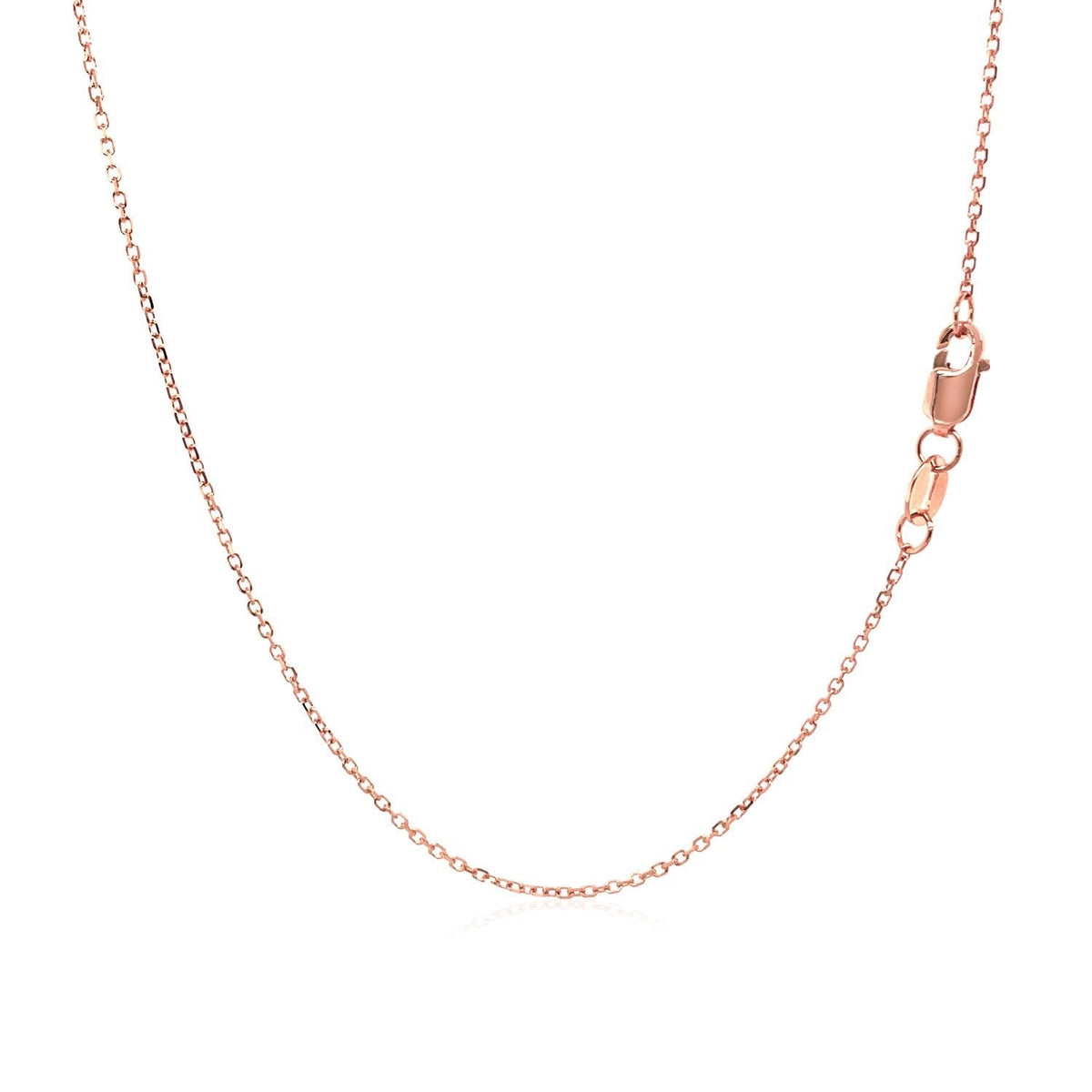 Cadena de eslabones de cable con corte de diamante en oro rosa de 18k (0.75 mm)