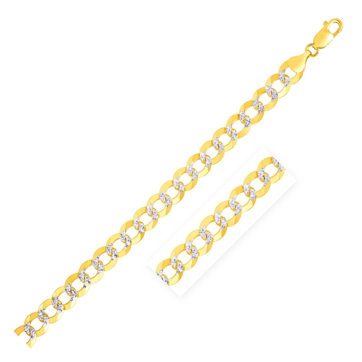 Cadena cubana de oro de dos tonos de 14k con pavé de 7,0 mm