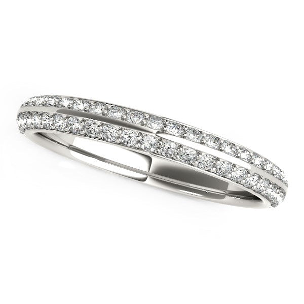 Anillo de boda con diamantes engastados en pavé de dos filas en oro blanco de 14 quilates (1/4 quilates en total)