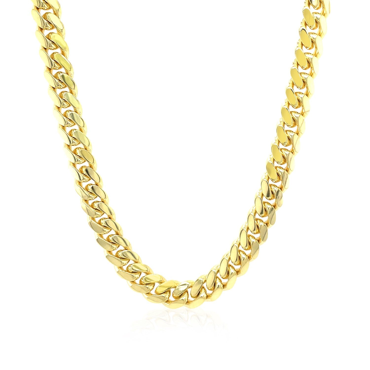 Cadena Cubana Sólida Clásica Miami de Oro Amarillo de 10k y 6.1mm