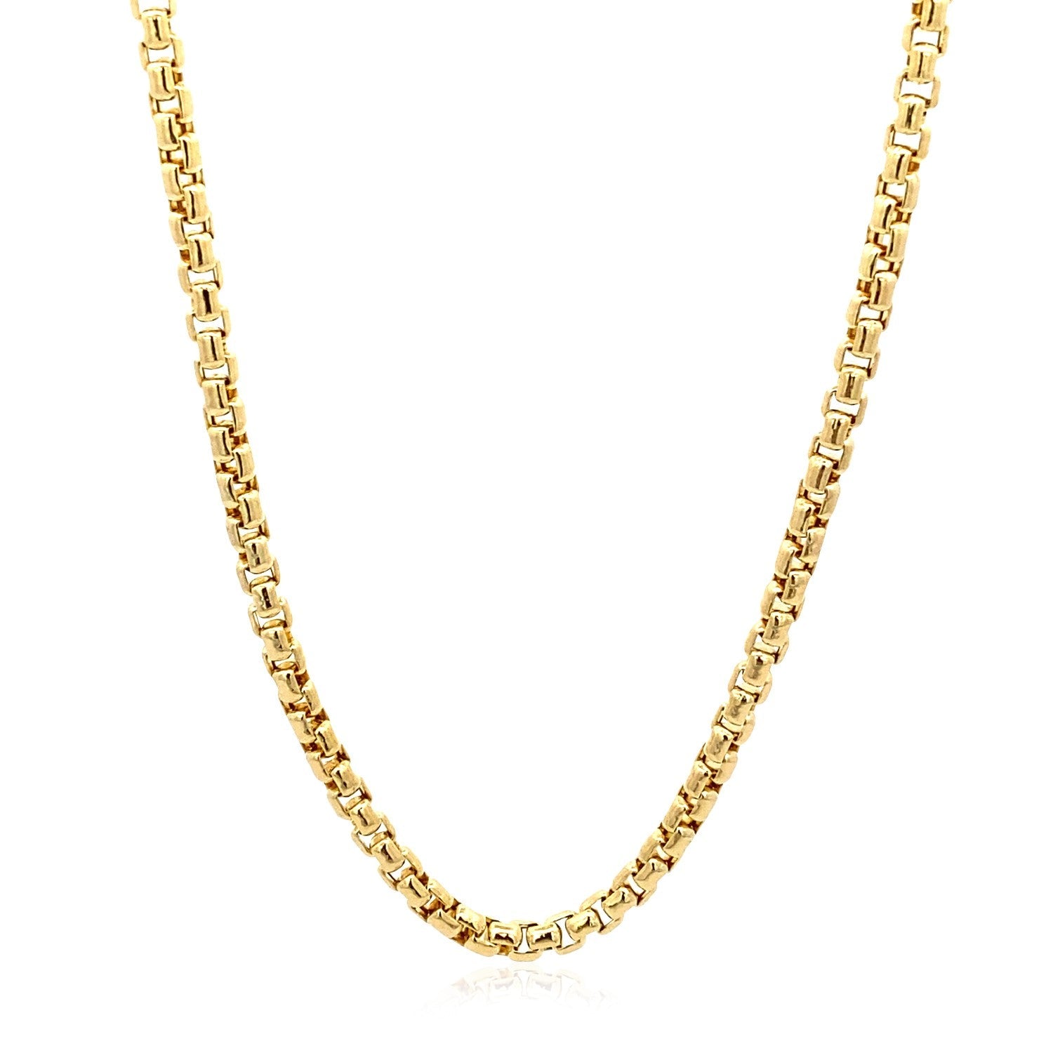 Cadena redonda de oro amarillo de 14k de 3,4 mm