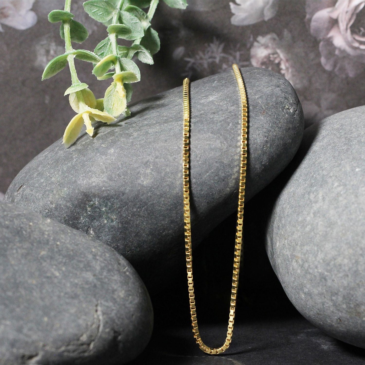 Cadena semi sólida de oro amarillo de 14k de 1,6mm