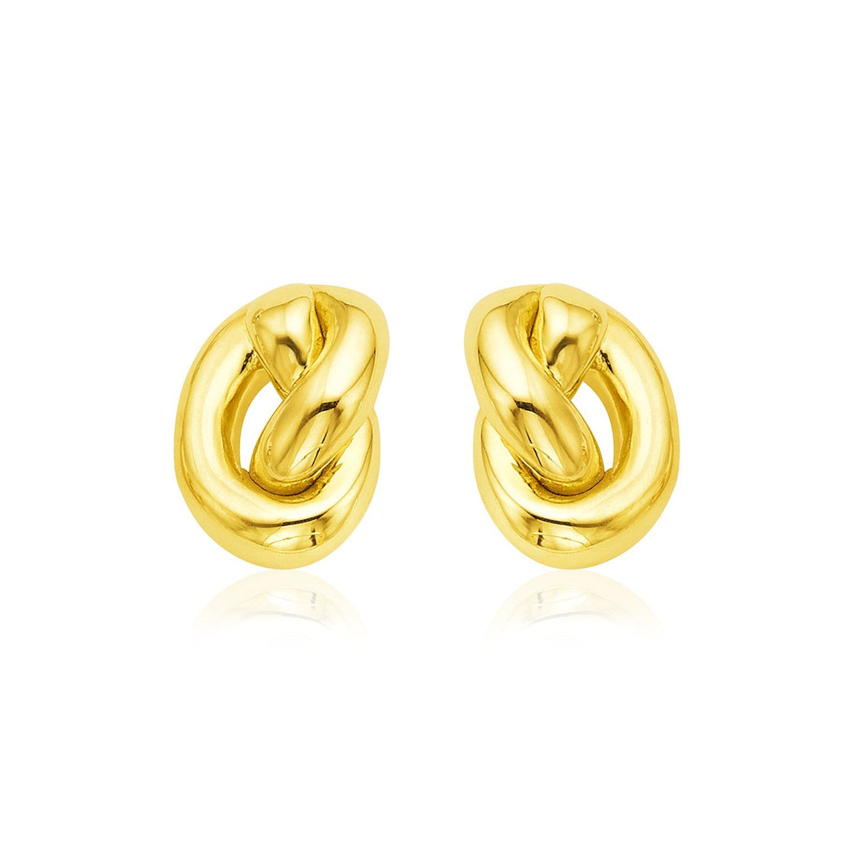 Pendientes de Nudo Pulido de Oro Amarillo de 14k
