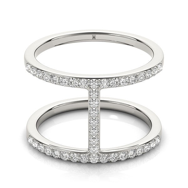 Anillo de diamantes estilo puente de doble banda de oro blanco de 14k (3/8 cttw)