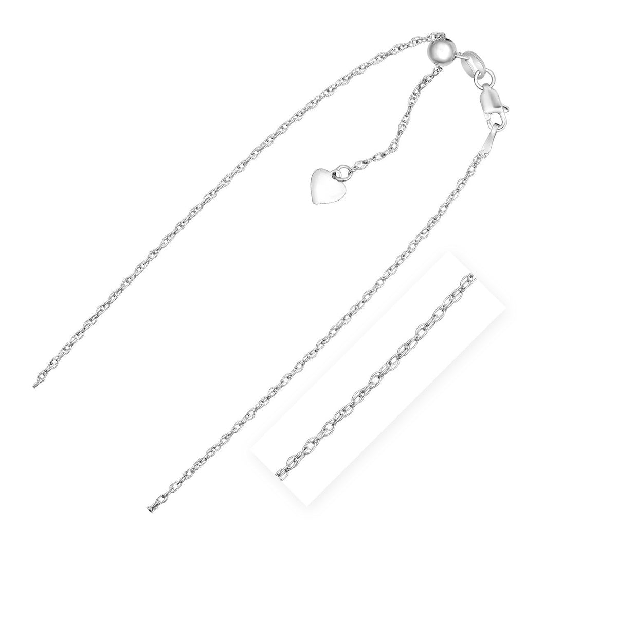 Cadena ajustable de cuerda de plata de ley de 1,5 mm