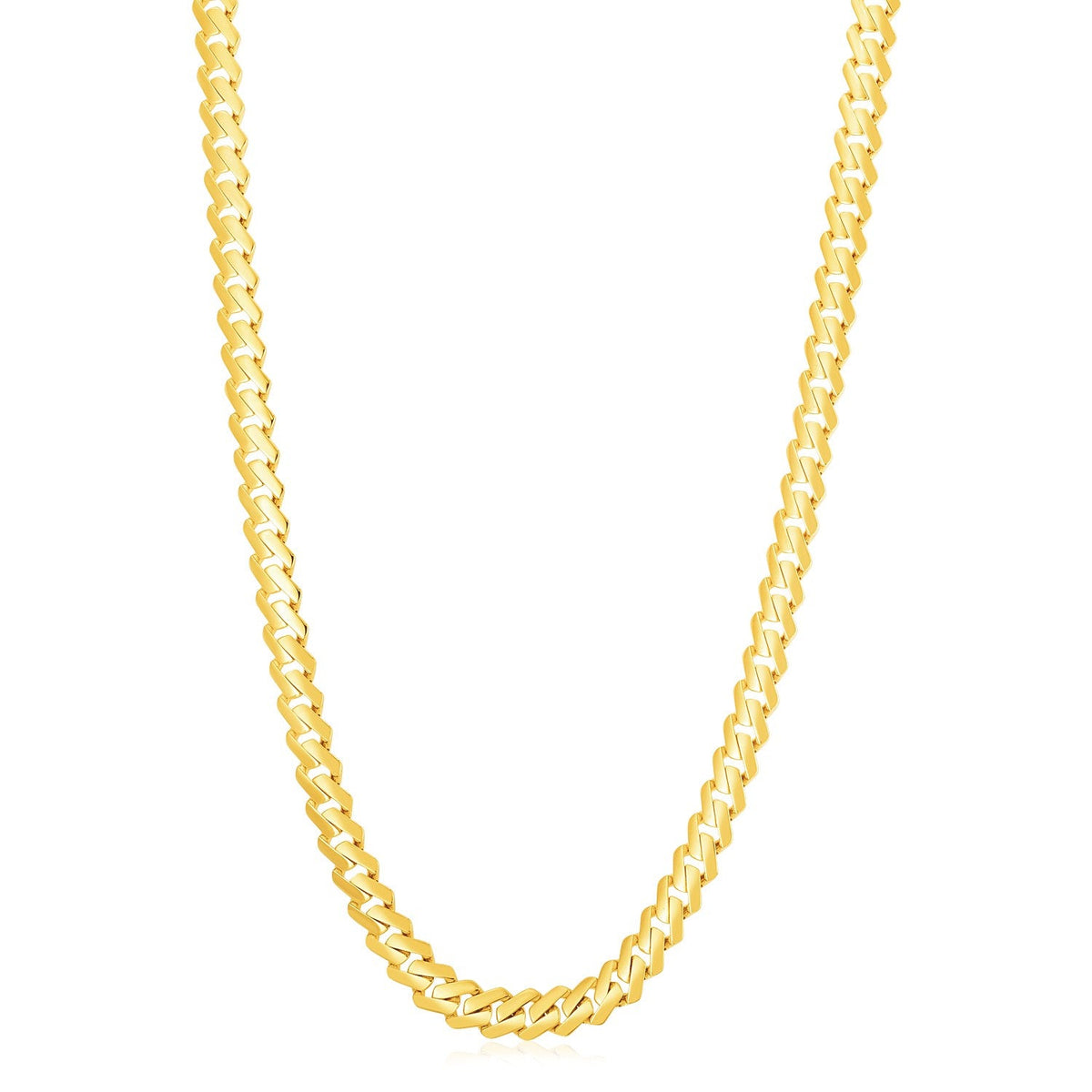 Cadena moderna de bordes ligeros de oro amarillo de 14k de alto brillo (8.0mm)