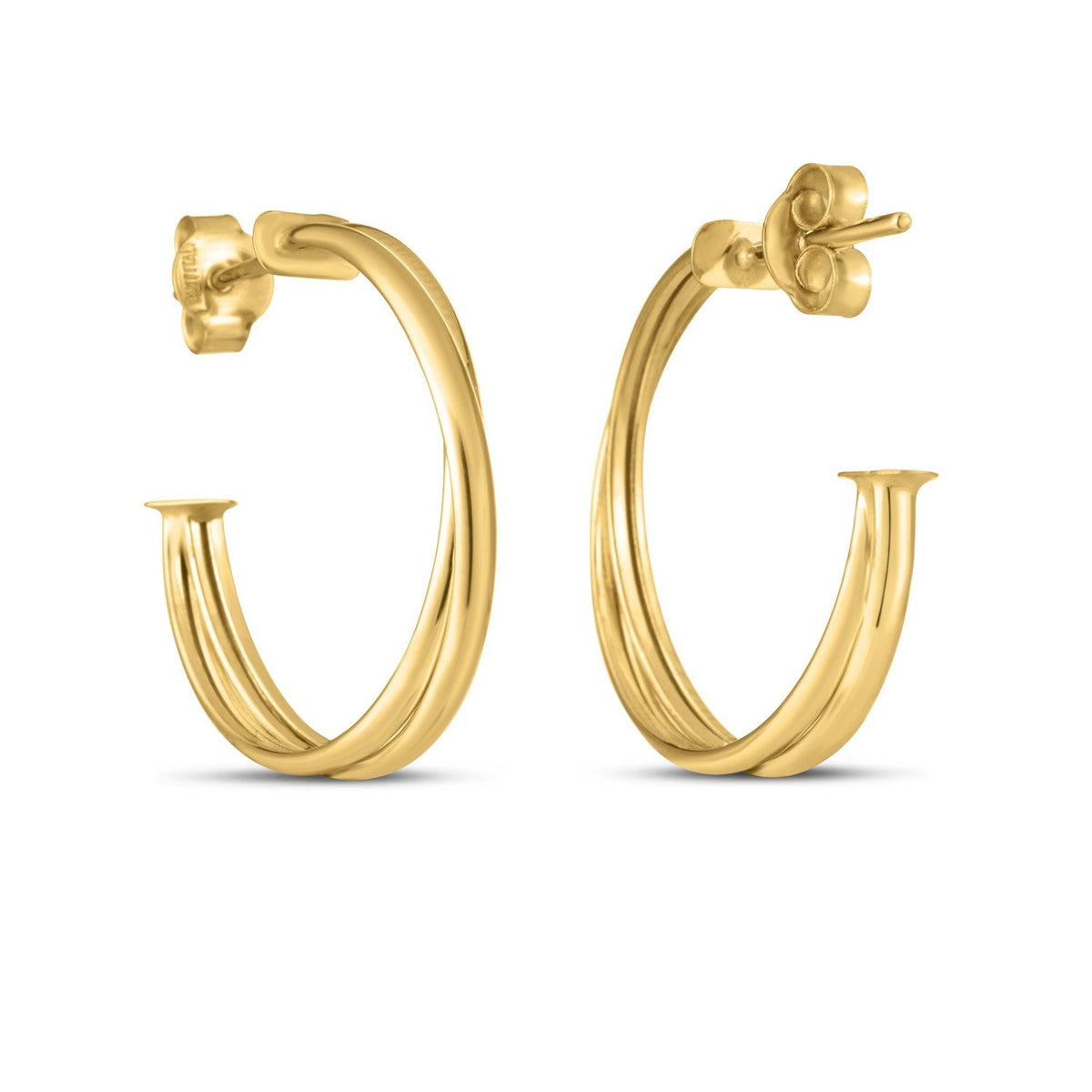 Arracadas grandes de oro amarillo de 14k con diseño cruzado