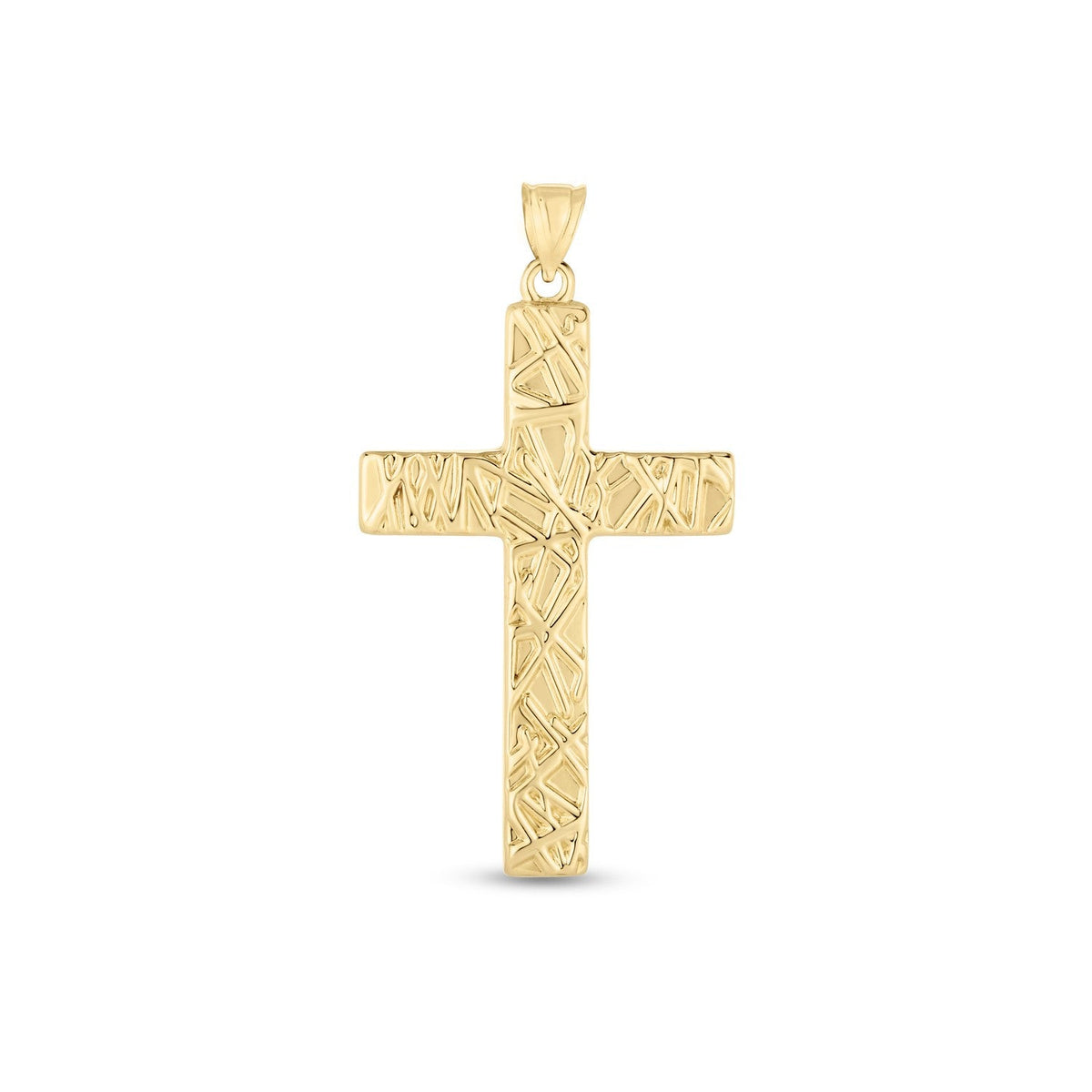 Colgante de cruz texturizada pulida de oro amarillo de 14k